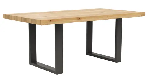 Esstisch Clifton - LB ca. 180x100 cm, Wildeiche massiv, Schwarz verfüllt