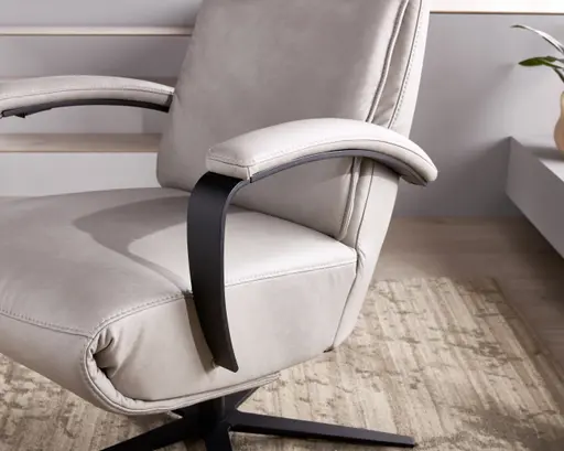 Relaxsessel Avela Relax - Größe L, Kopf-/ Fußteil und Rückenlehne verstellbar, Leder, Steingrau