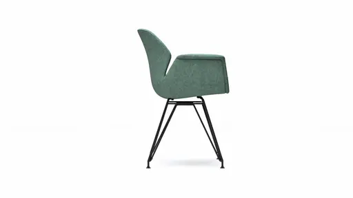 Armlehnstuhl Tooon - Stoff Lagune, Gestell Metall, Schwarz