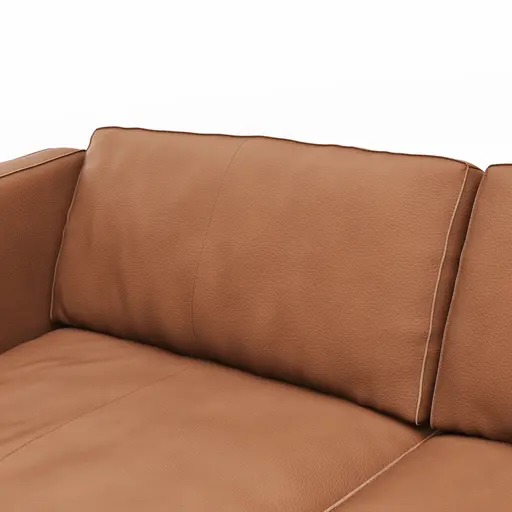 Sofa Aprino 3 - 3,5-Sitzer L, Dickleder, Cognac, Armlehne Kissen