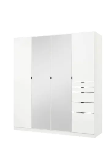 Drehtürenschrank ROVANO- B ca. 180 cm, Weiß, Spiegel