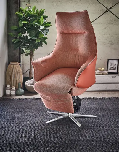 Relaxsessel Girona -  Relaxfunktion (motorisch) und Aufstehhilfe, Stoff, Leder, Rose