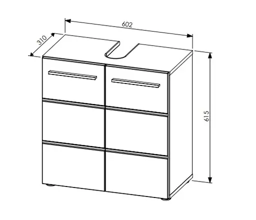 Waschebeckenunterschrank- B ca. 60 cm, Anthrazit, Weiß, Hochglanz
