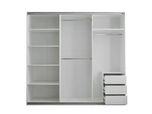 Schwebetürenschrank- B ca. 215 cm, Weiß, Spiegel