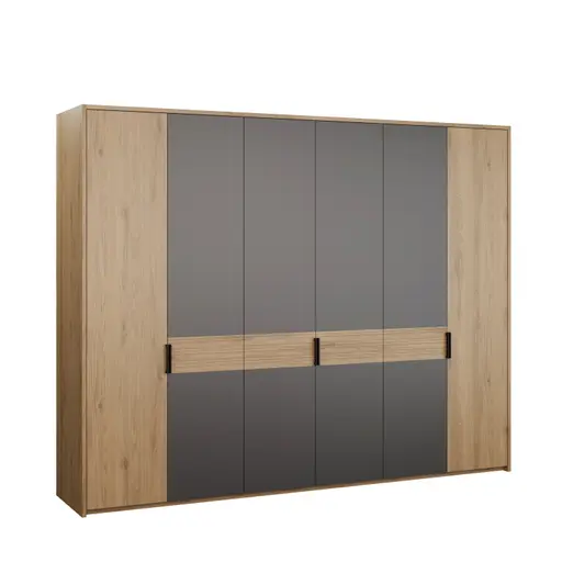 Drehtürenschrank FALLEA- B ca. 265 cm, Wildeiche Natur, Dunkelgrau