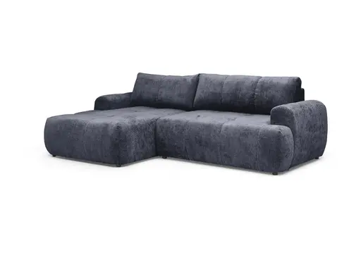 Ecksofa - Longchair links mit 2-Sitzer, Stoff, Dunkelblau
