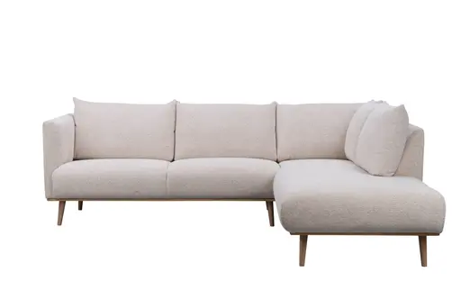 Ecksofa Mille - 2,5-Sitzer mit Ecke rechts, Stoff, Ecru