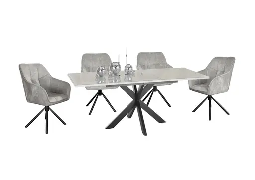 Armlehnstuhl MARLE - drehbar, Stoff, Silberfarben