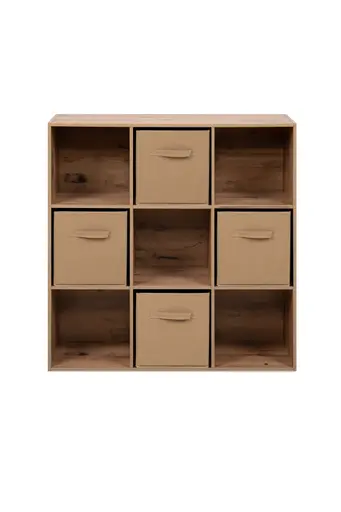 Regal - inkl. Stoffboxen, B ca. 89 cm, Artisan Eiche Nachbildung, Beige