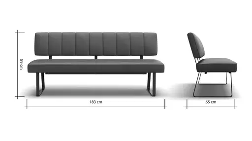 Polsterbank Carmelo - Breite ca. 183 cm, Leder, Olive