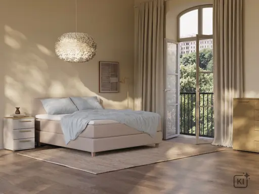 Boxspringbett Soria - Liegefläche ca. 180x200 cm, Stoff, Beige