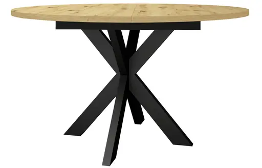 Esstisch - ausziehbar, Ø/H ca. 130x75 cm, Asteiche, Schwarz