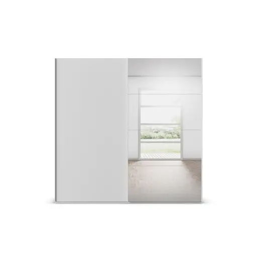 Schwebetürenschrank ROVERO- B ca. 225 cm, Seidengrau, Spiegel