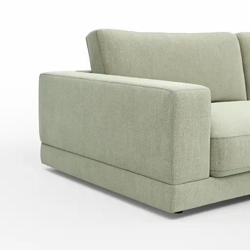 Ecksofa Juni - 1,5-Sitzer mit Longchair rechts, Stoff, Lindgrün