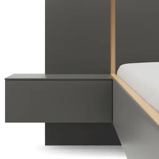 Bettanlage Matera - Lack, Grau, Absetzung Gelb