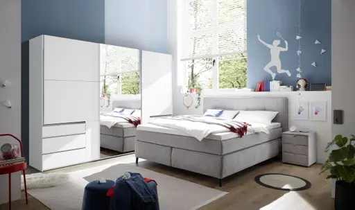Boxspringbett- Liegefläche ca. 180x200 cm, Stoff, Grau