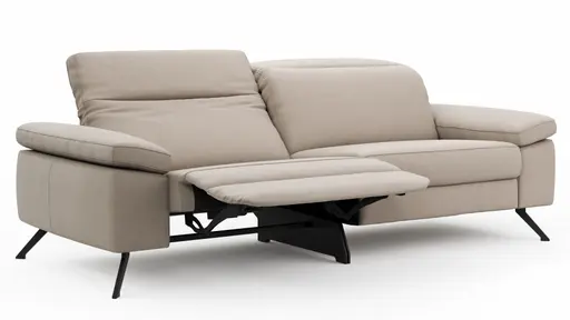 Sofa Rafaela 2.0 - 2,5-Sitzer inkl. 1x Relaxfunktion und Kopfteile verstellbar, Leder, Champagner
