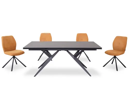 Stuhl MANOA - drehbar, Stoff, Senfgelb