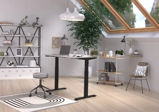 Schreibtisch GELI - höhenverstellbar, LB ca. 140x80 cm, Kaschmir, Schwarz