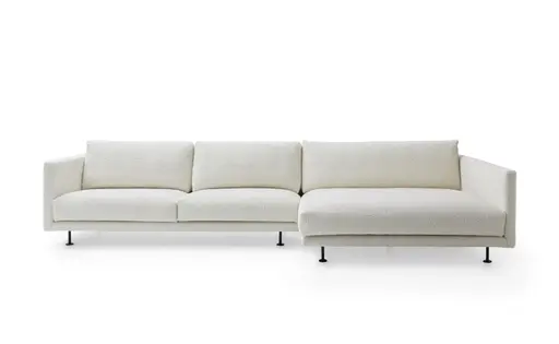 Ecksofa Cuneo - 2-Sitzer, Longchair rechts, Boucle, Creme