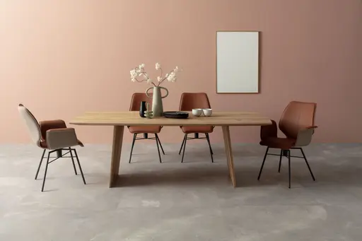 Esstisch 3100 - LB ca. 220x100 cm, Asteiche Bianco massiv, Holzwange