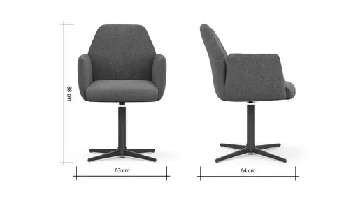 Armlehnstuhl Nashville - drehbar, Stoff, Dunkelbraun