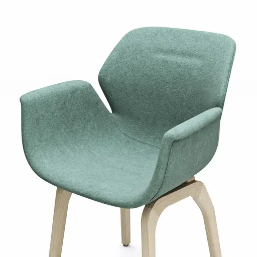 Armlehnstuhl Tooon - Stoff Lagune, Gestell Holz