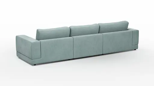 Ecksofa Juni - Longchair links mit 2-Sitzer, Stoff, Hellblau
