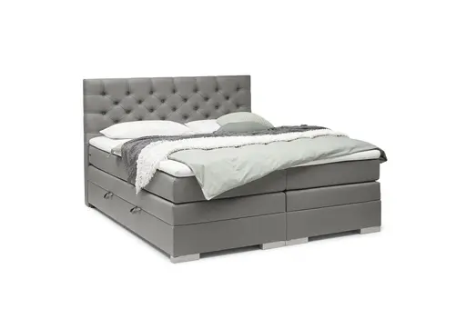 Boxspringbett SANDRIN E- Liegefläche ca. 180x200 cm, Stoff, Taupe, inkl. Stauraum