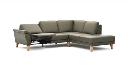 Ecksofa Rockport A - 2,5-Sitzer mit Ecke rechts inkl. Relaxfunktion (motorisch), Leder, Dunkelgrau