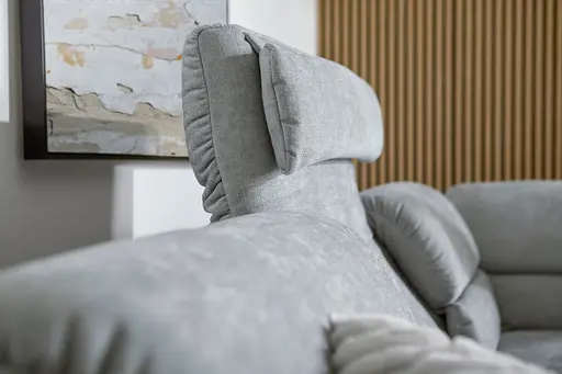 Ecksofa Jacksonville - 3-Sitzer medium, Eckelement mit Abschlussteil rechts, inkl. Relaxfunktion (motorisch) und Armlehne verstellbar, Stoff, Hellblau