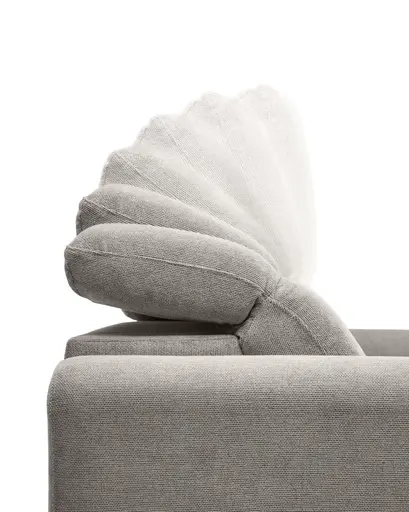 Ecksofa MINAO - 1,5-Sitzer mit Longchair rechts, Sitztiefe verstellbar motorisch, Kopfteil verstellbar, Stoff, Truffle