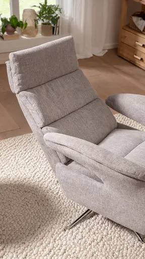 Relaxsessel Amila - Größe M, inkl. Relaxfunktion und Kopfteilverstellung, Stoff, Grau