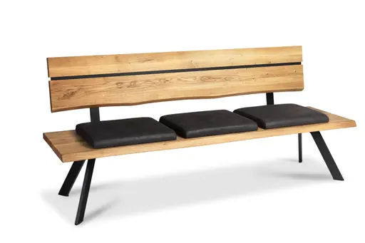 Bankteil - Breite ca. 200 cm, Wildeiche massiv, inkl. Sitzpolster