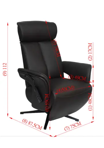 TV-Sessel MATHIS - drehbar, Aufstehhilfe, Relaxfunktion, Kopfteilverstellung, Leder, Chocolate