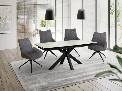 Esstisch MELANIA - ausziehbar, LB ca. 180x95 cm, Glaskeramik, Travertin farbig