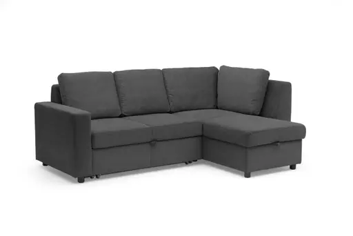 Ecksofa PRO FLEXX - 2-Sitzer, Ecke rechts inkl. Schlaffunktion und Bettkasten, Stoff, Anthrazit