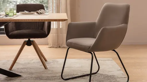 Armlehnstuhl Nashville - Leder, Taupe