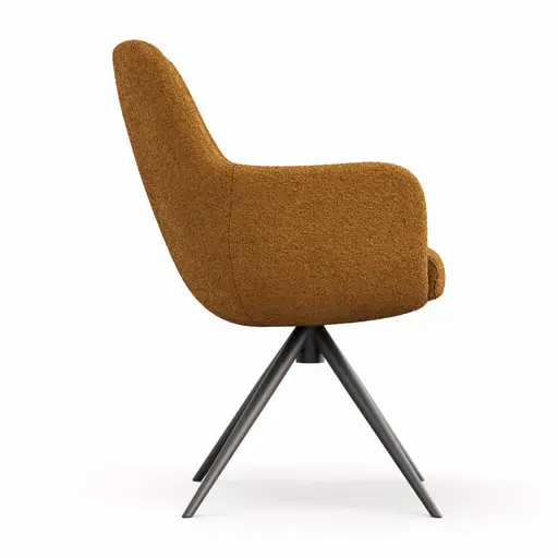 Armlehnstuhl Mis Legere - Boucle, Kurkuma, Stativ, Anthrazit