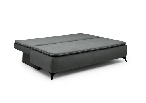 Sofa JANIN - 2-Sitzer, Schlaffunktion mit Bettkasten, Stoff, Dunkelgrau