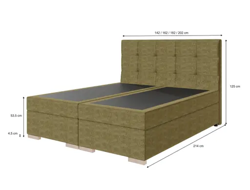 Boxspringbett SANDRIN I- Liegefläche ca. 200x200 cm, Stoff, Grau