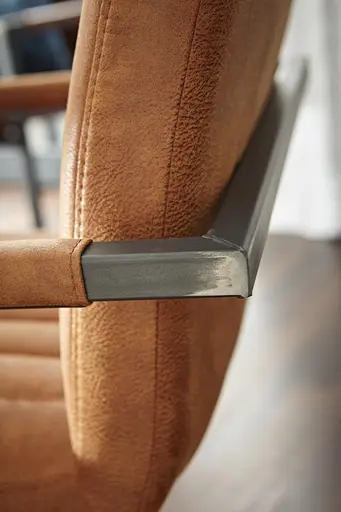 Armlehnstuhl Cambridge - Stoff, Cognac