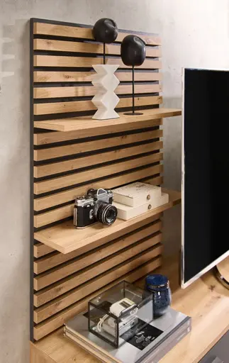 Wohnwand- Eiche  Dekor, Anthrazit