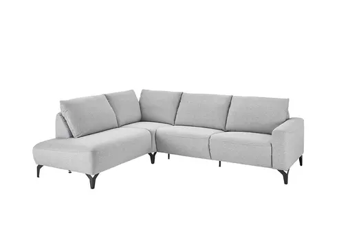 Ecksofa - Ecke links mit 3-Sitzer, Rückenlehne verstellbar, Stoff, Hellgrau