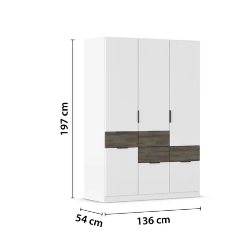 Drehtürenschrank RAAS- B ca. 136 cm, Weiß, Vintage