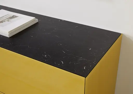 Lowboard - B ca. 181 cm, Goldgelb, Keramikoptik