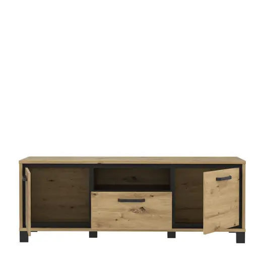 TV-Unterschrank FARIDA - Eiche Dekor, Schwarz