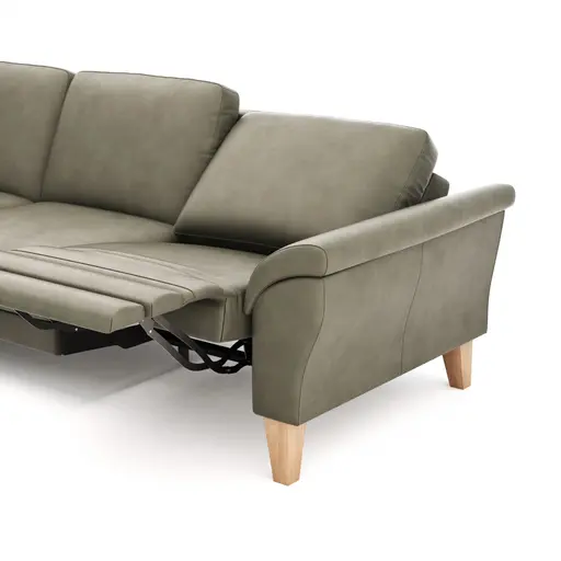 Ecksofa Rockport A - Ecke links mit 2,5-Sitzer inkl. Relaxfunktion (motorisch), Leder, Dunkelgrau