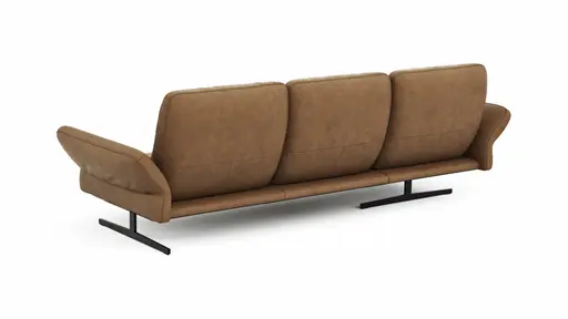 Ecksofa  Alexander -  Longchair links mit 3-Sitzer inkl. Kopfstütze/Armlehne verstellbar, Leder, Cognac