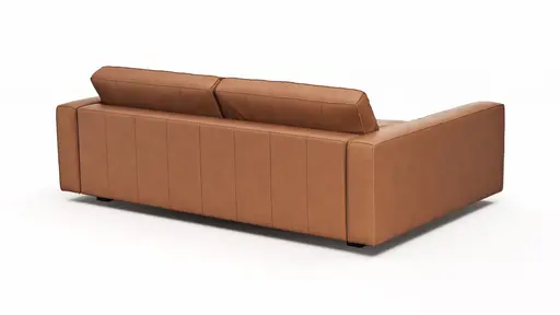 Sofa Aprino 2 - 3,5-Sitzer XXL, Dickleder, Cognac, Armlehne Block schmal